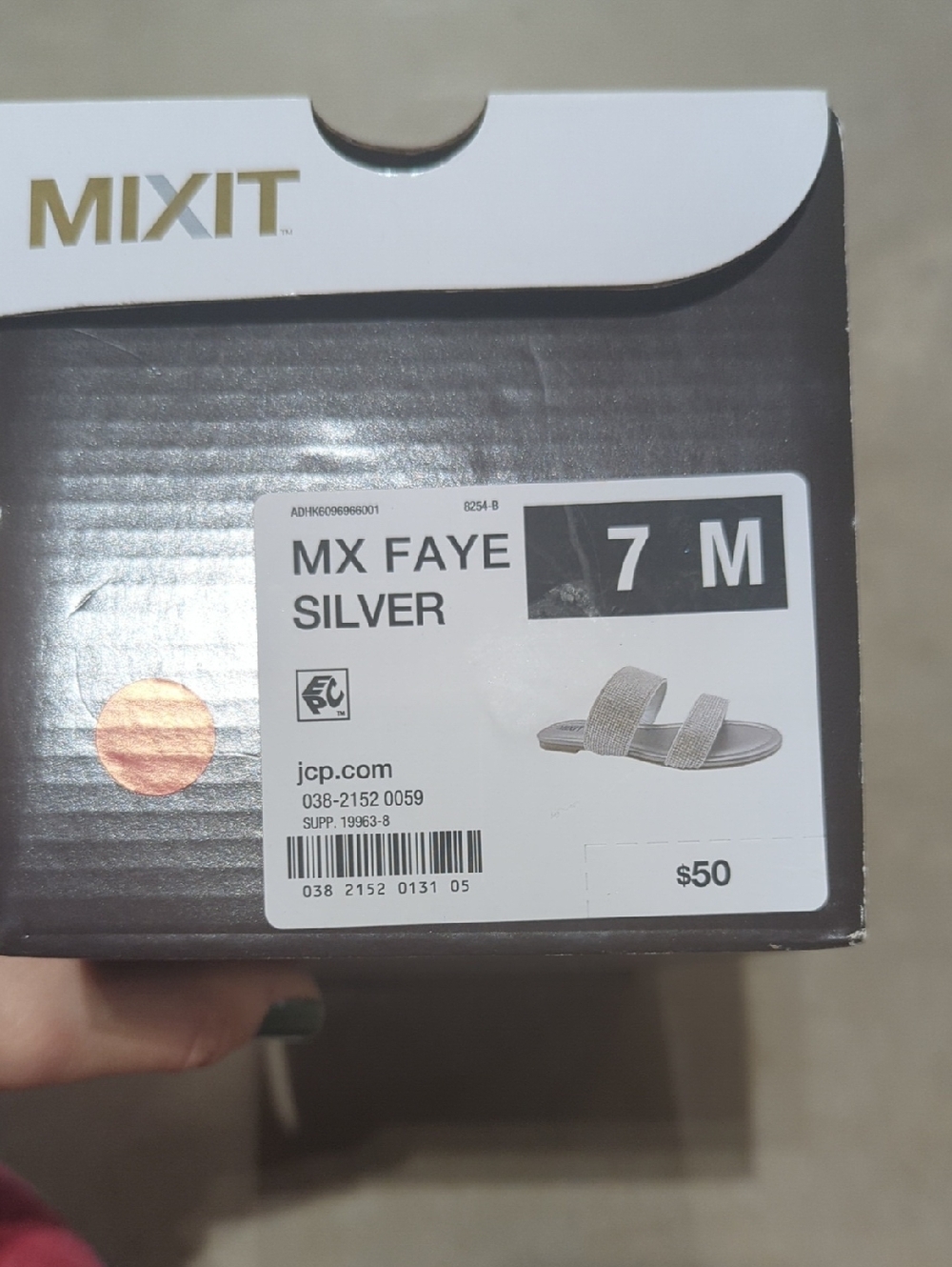 Mixit Silver Double-Strap Sparkle Slide Sandals